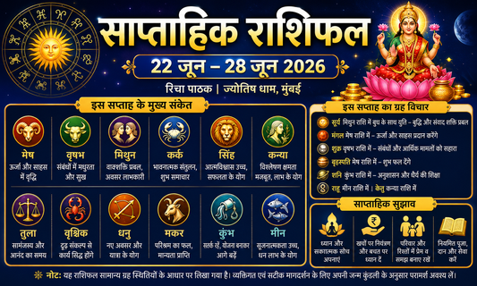 साप्ताहिक राशिफल | Weekly Horoscope | 22 जून – 28 जून 2026