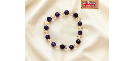 Personalised Amethyst &amp; Clear Crystal Beads Bracelet